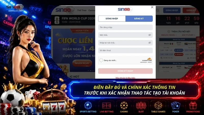 Điền đầy đủ các thông tin đăng ký trên biểu mẫu tạo tài khoản