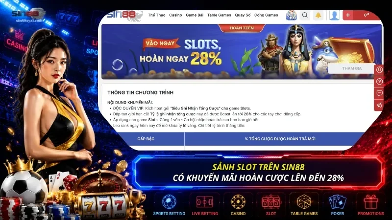 Khuyến mãi SIN88 sảnh game Slot có giá trị lên cho mọi trò chơi