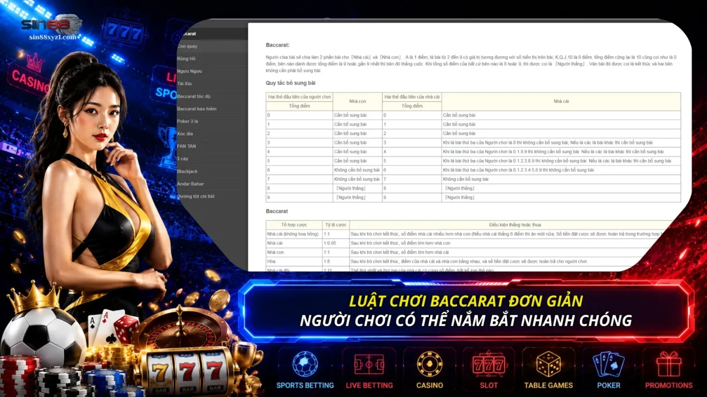Cách chơi Baccarat đơn giản, người chơi có thể nắm bắt nhanh chóng