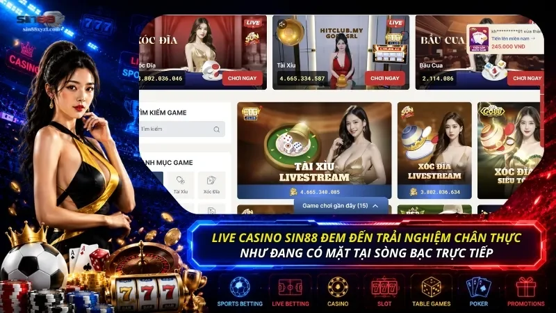 Live Casino đem đến cho người chơi trải nghiệm cược chân thực như đang có mặt tại sòng bạc