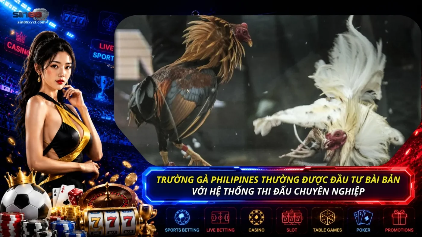 Các trường gà Philippines thường được đầu tư bài bản với hệ thống thi đấu chuyên nghiệp